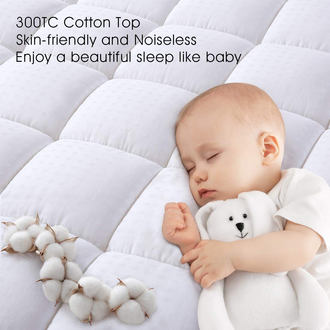 EASELAND Queen Mattress Pad – Pillow Top, White