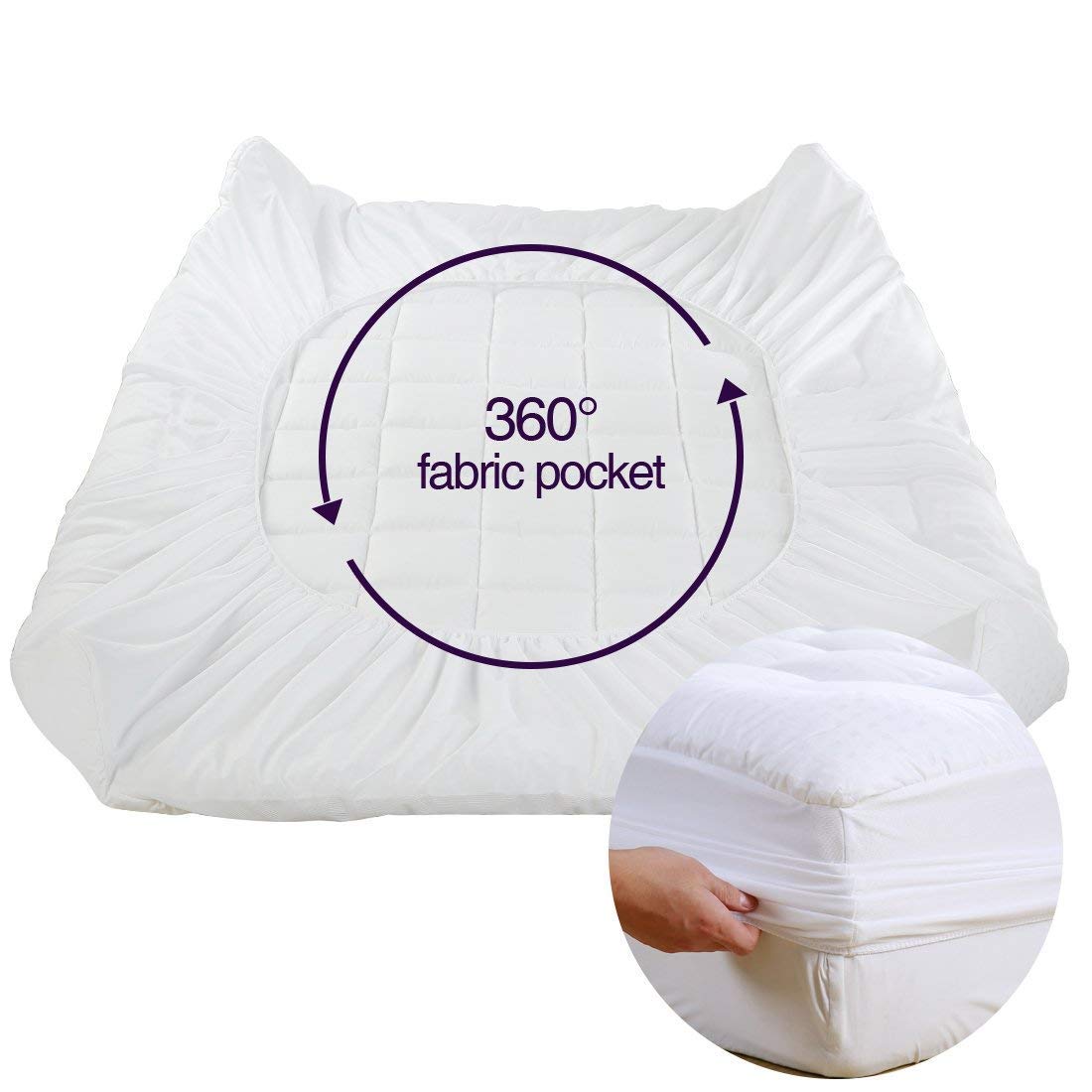 EASELAND Queen Mattress Pad – Pillow Top, White