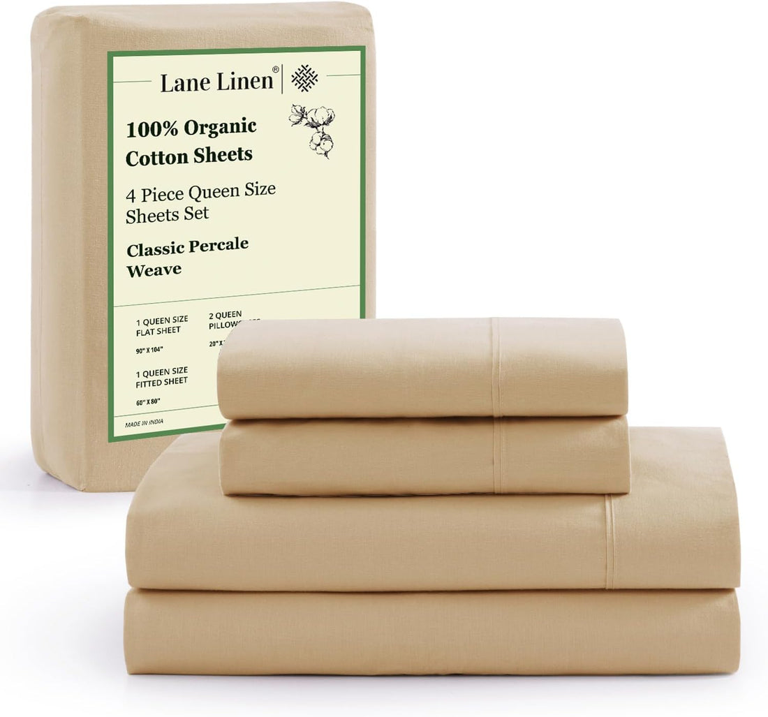 LANE LINEN Queen Organic Sheet Set – White