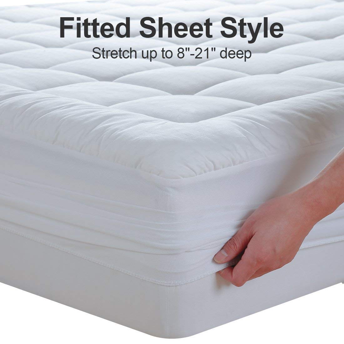 EASELAND Queen Mattress Pad – Pillow Top, White