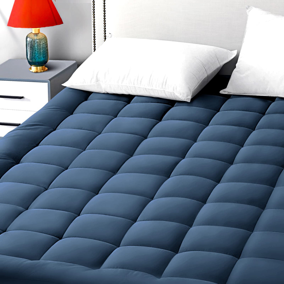 EASELAND Queen Mattress Pad – Pillow Top, White