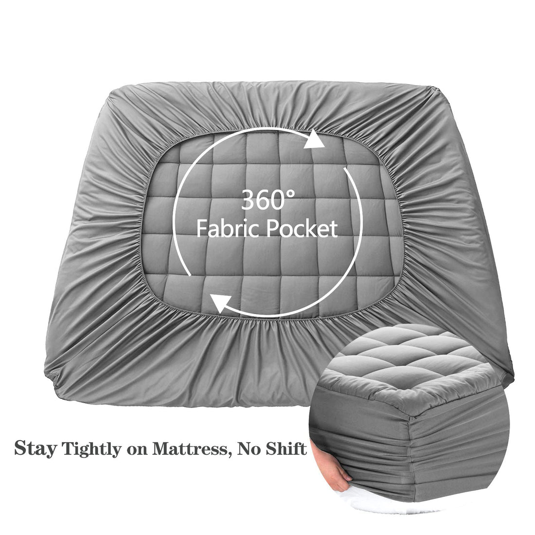 EASELAND Queen Mattress Pad – Pillow Top, White