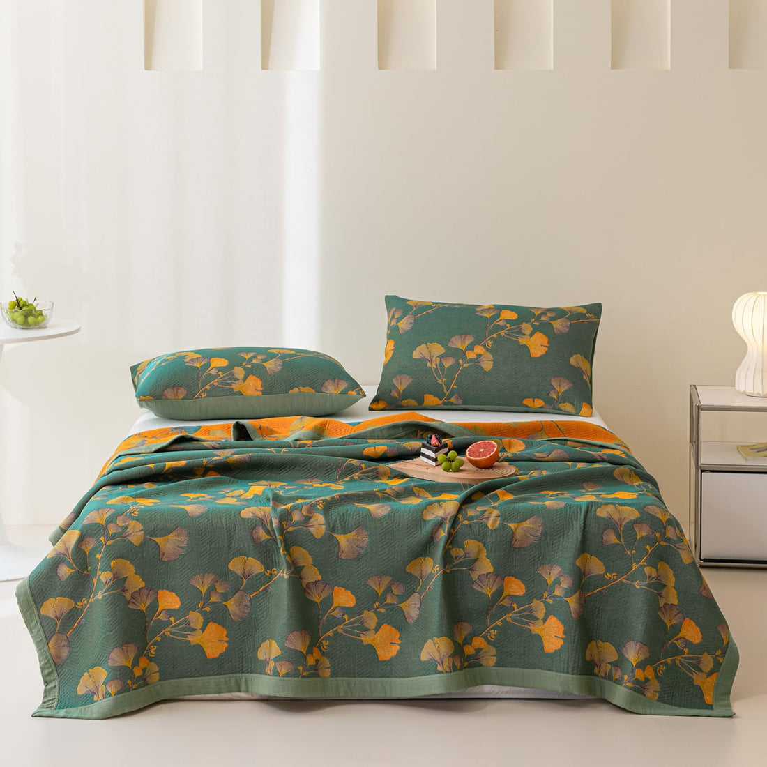 Cotton Jacquard Floral Quilt – King