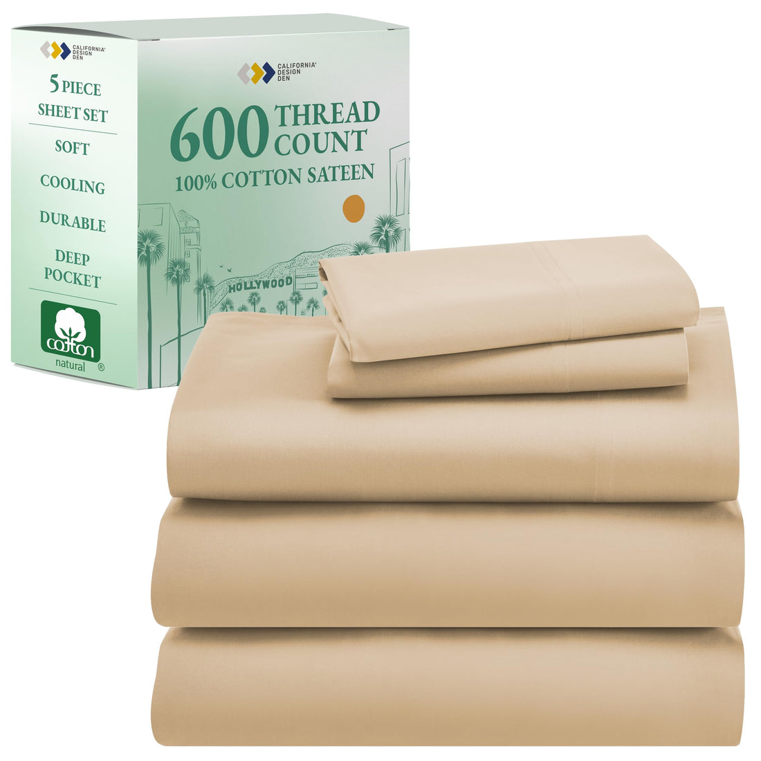 California Design Den King Sheet Set – 100% Cotton, White