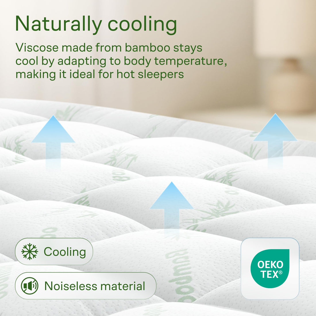 Ultra Soft Bamboo Mattress Topper – Queen, Green