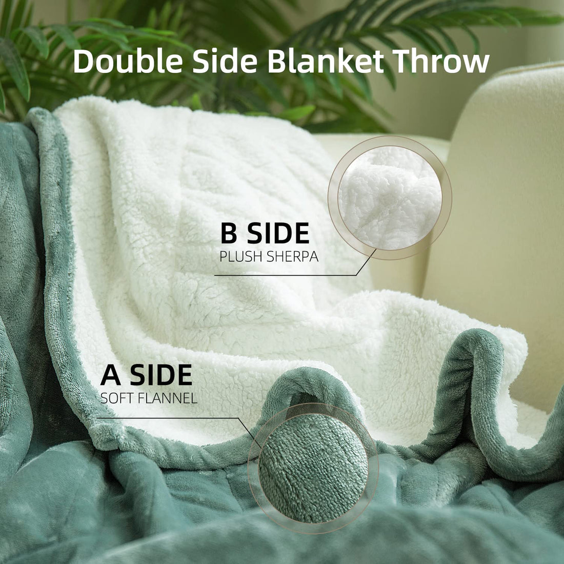 GOTCOZY Electric Heated Throw – Green, 50"x60"