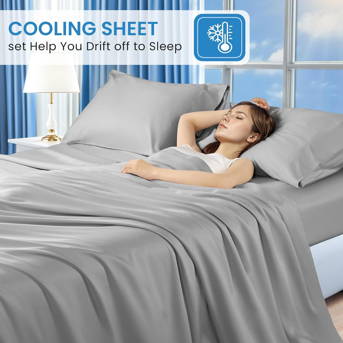 LBRO2M Tencel Cooling Sheet Set – King, Gray