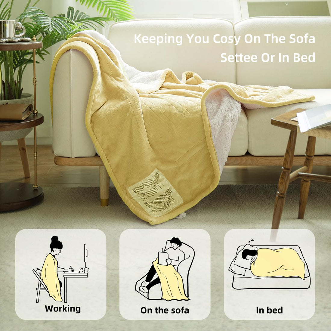 GOTCOZY Electric Heated Throw – Green, 50"x60"