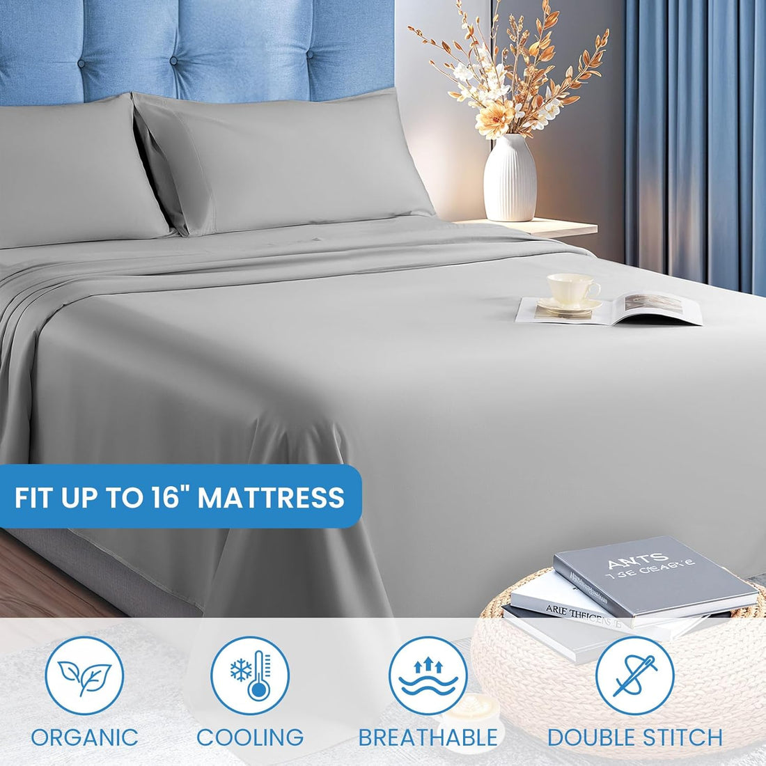 LBRO2M Tencel Cooling Sheet Set – King, Gray