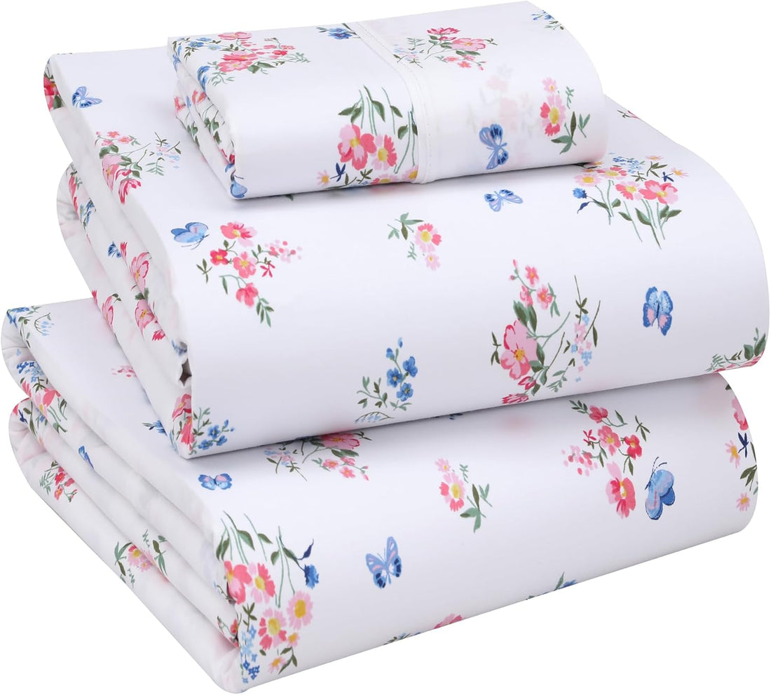 RUVANTI Split King Cotton Sheet Set – Floral, 5PC