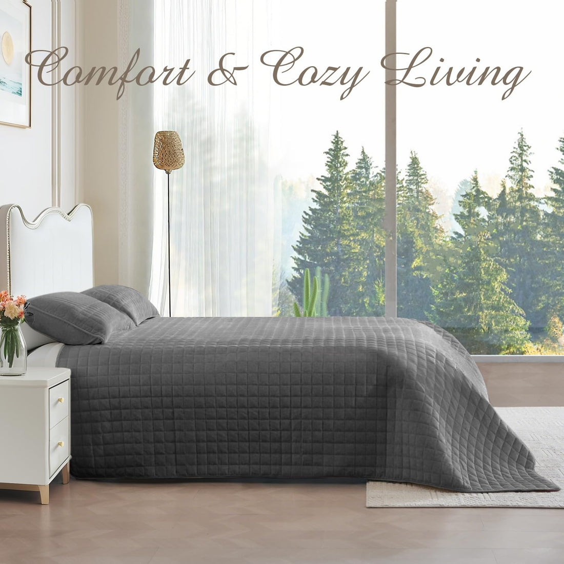 Velvet King Quilt Set – Cream