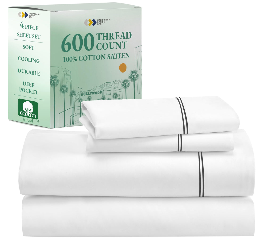 California Design Den King Sheet Set – 100% Cotton, White