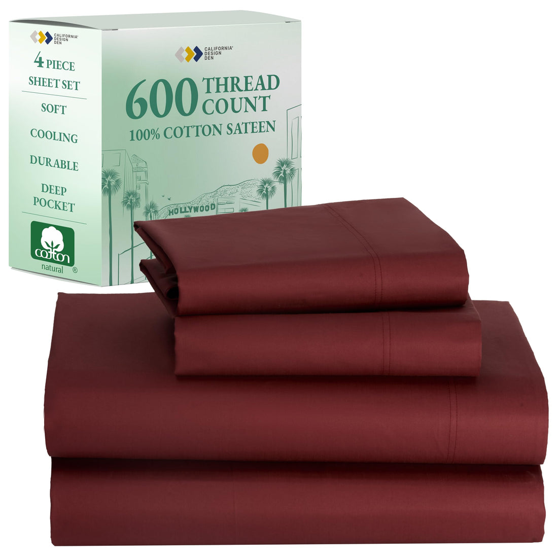 California Design Den King Sheet Set – 100% Cotton, White
