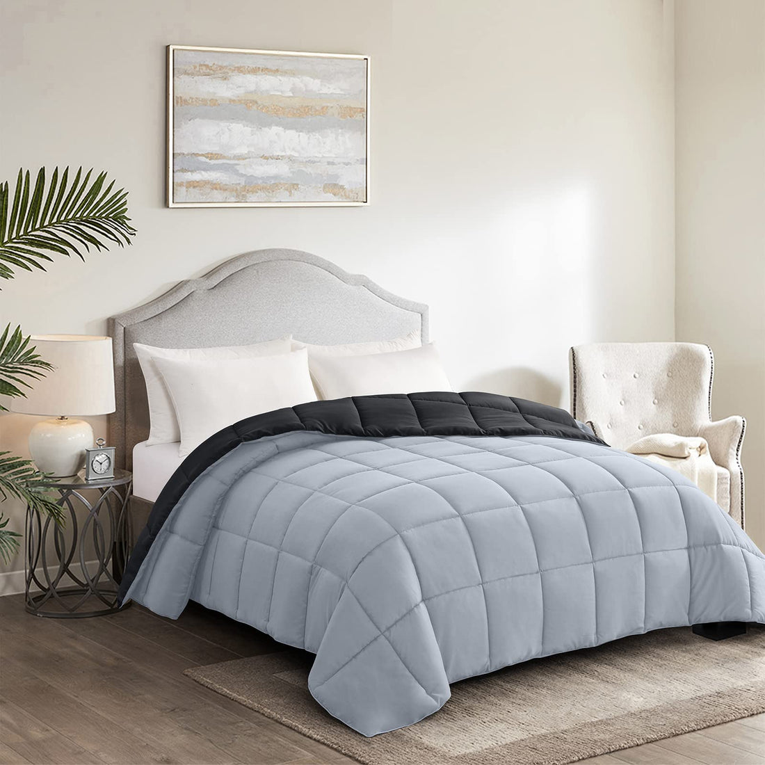 Homelike Moment Queen Comforter – Reversible Grey