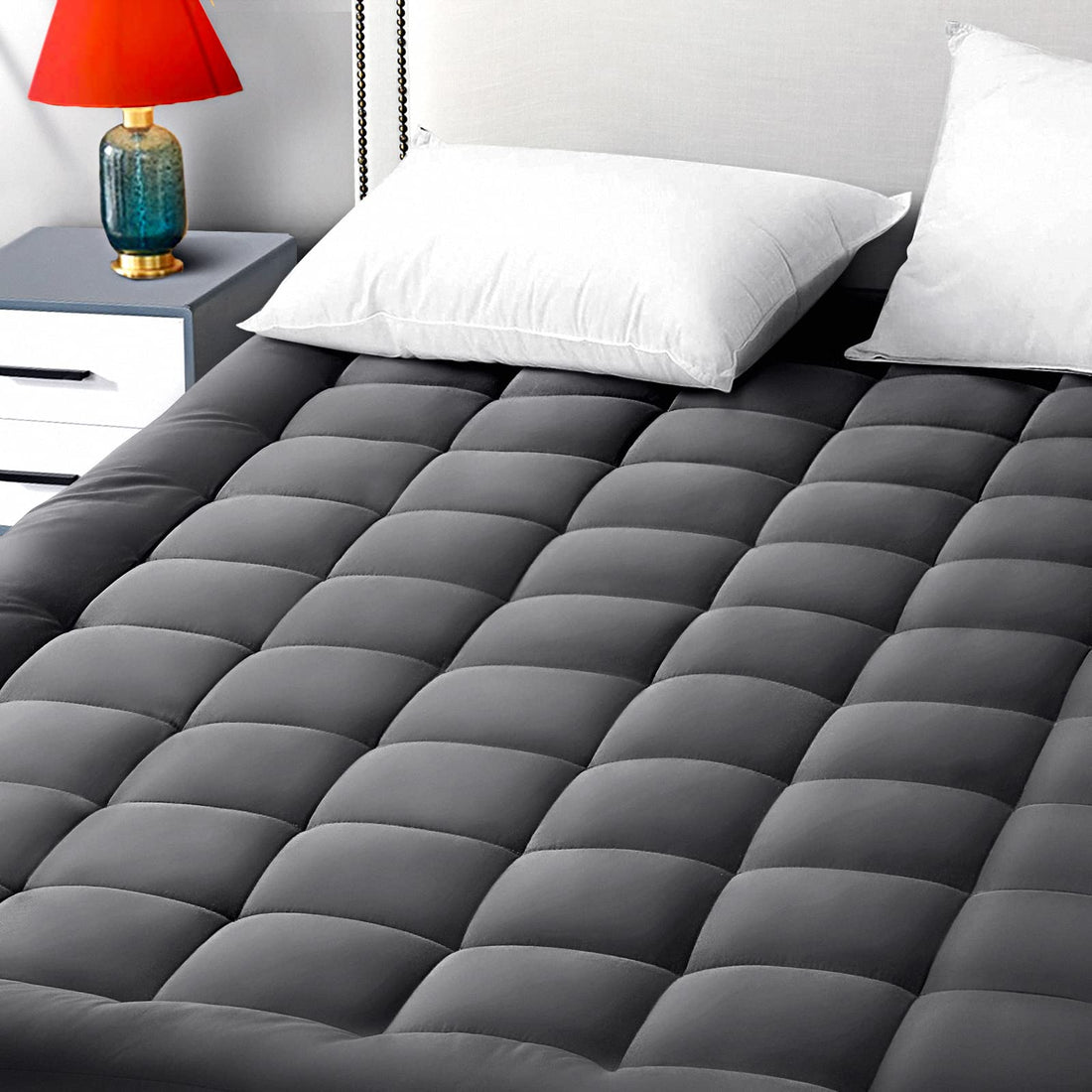 EASELAND Queen Mattress Pad – Pillow Top, White