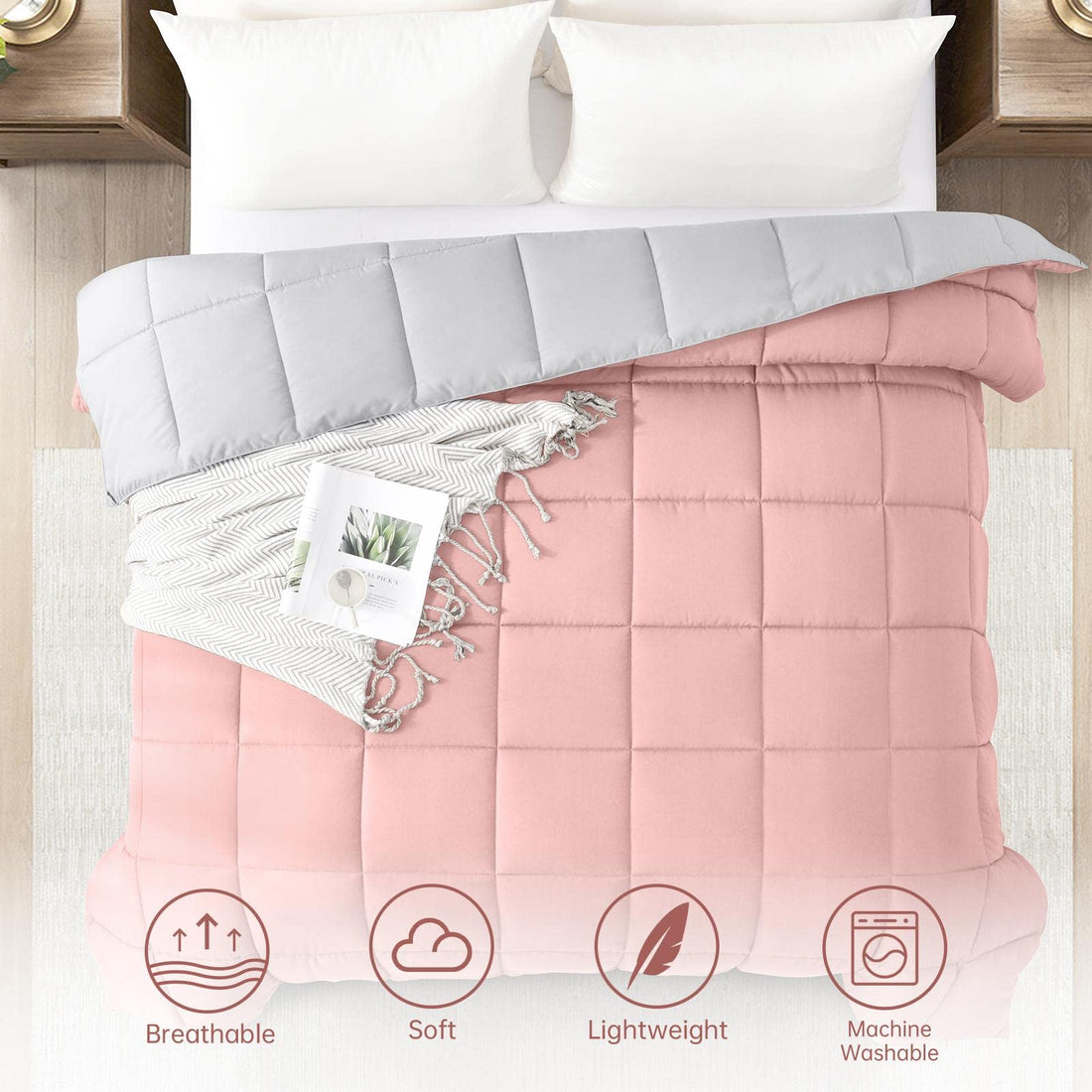Homelike Moment Queen Comforter – Reversible Grey