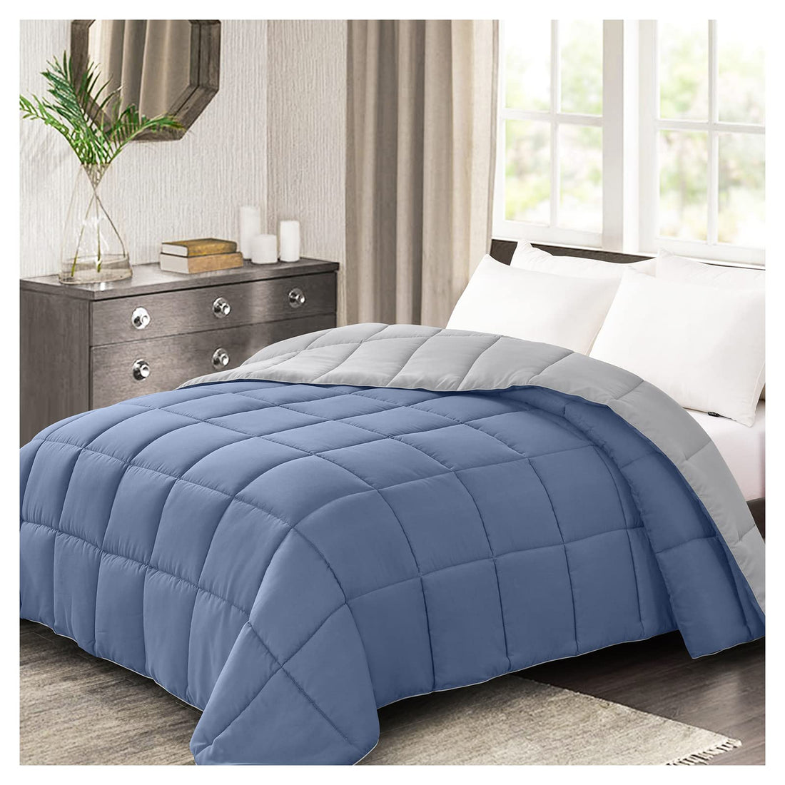 Homelike Moment Queen Comforter – Reversible Grey