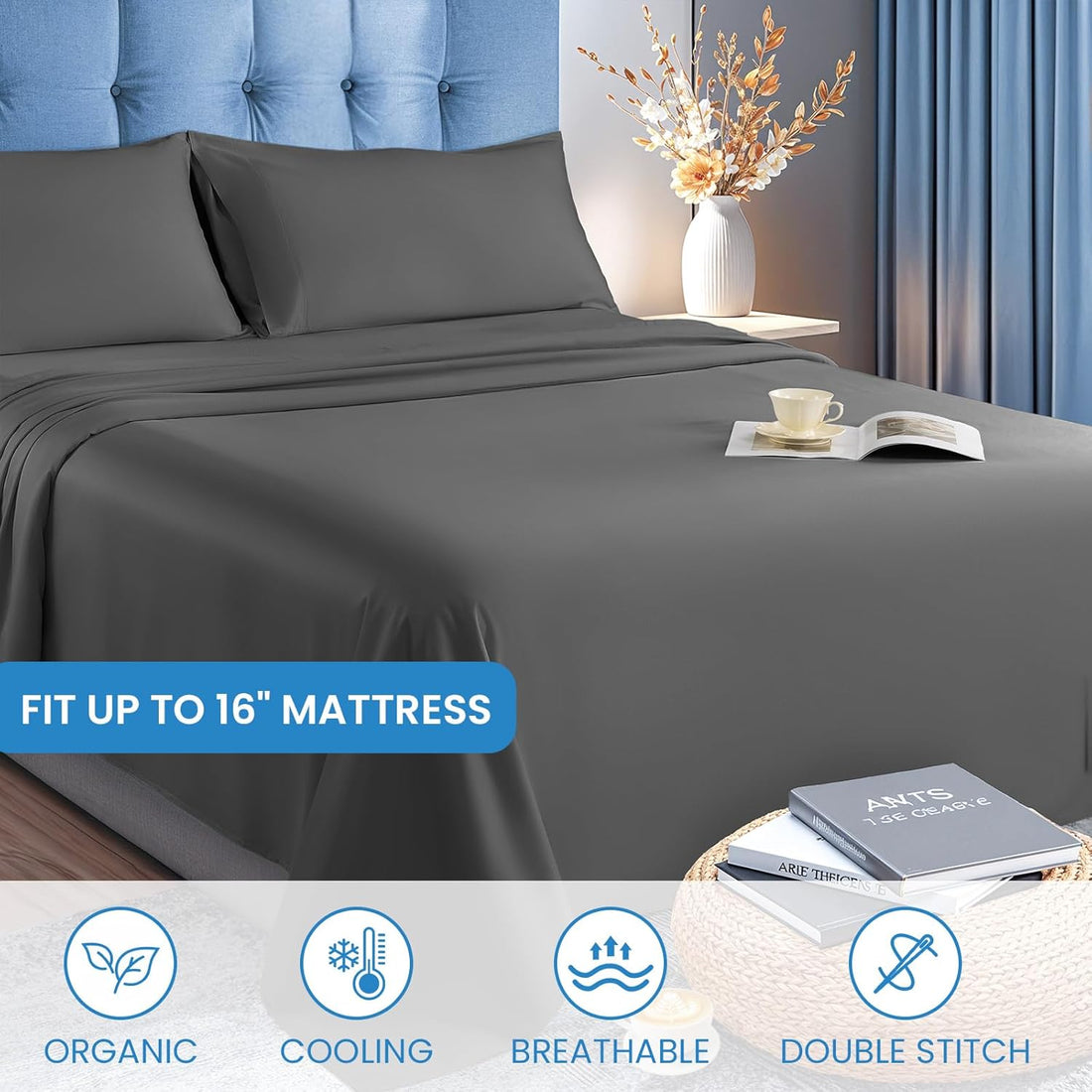 LBRO2M Tencel Cooling Sheet Set – King, Gray