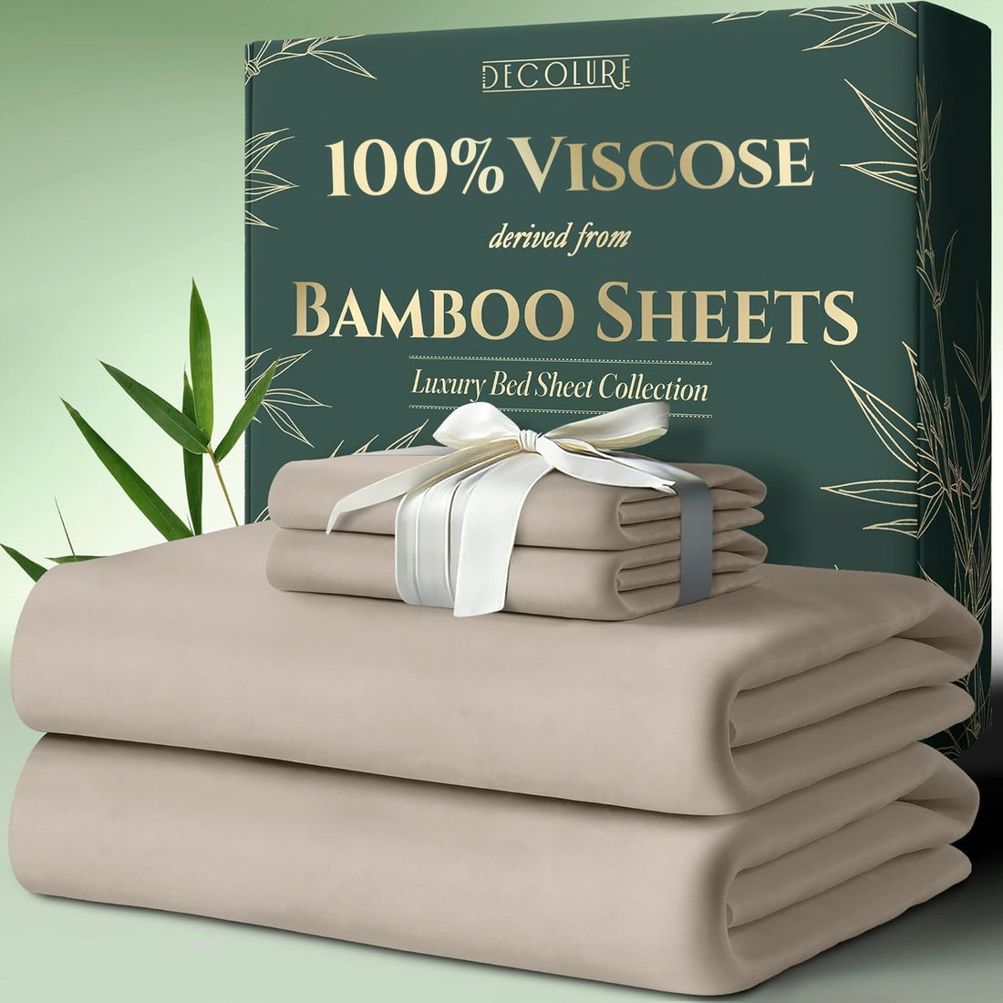 DECOLURE Bamboo Sheet Set – King, Cooling Taupe