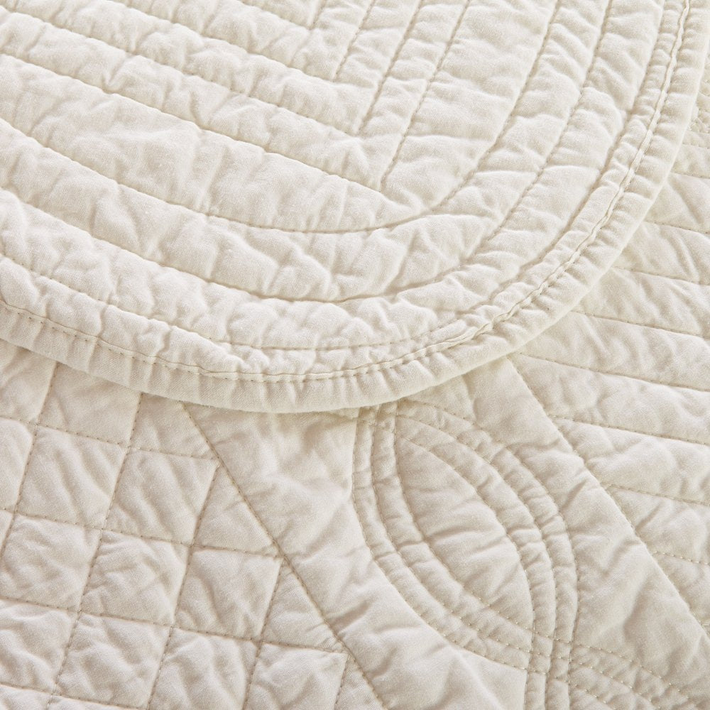 Calla Angel Sage Cotton Quilt – King White