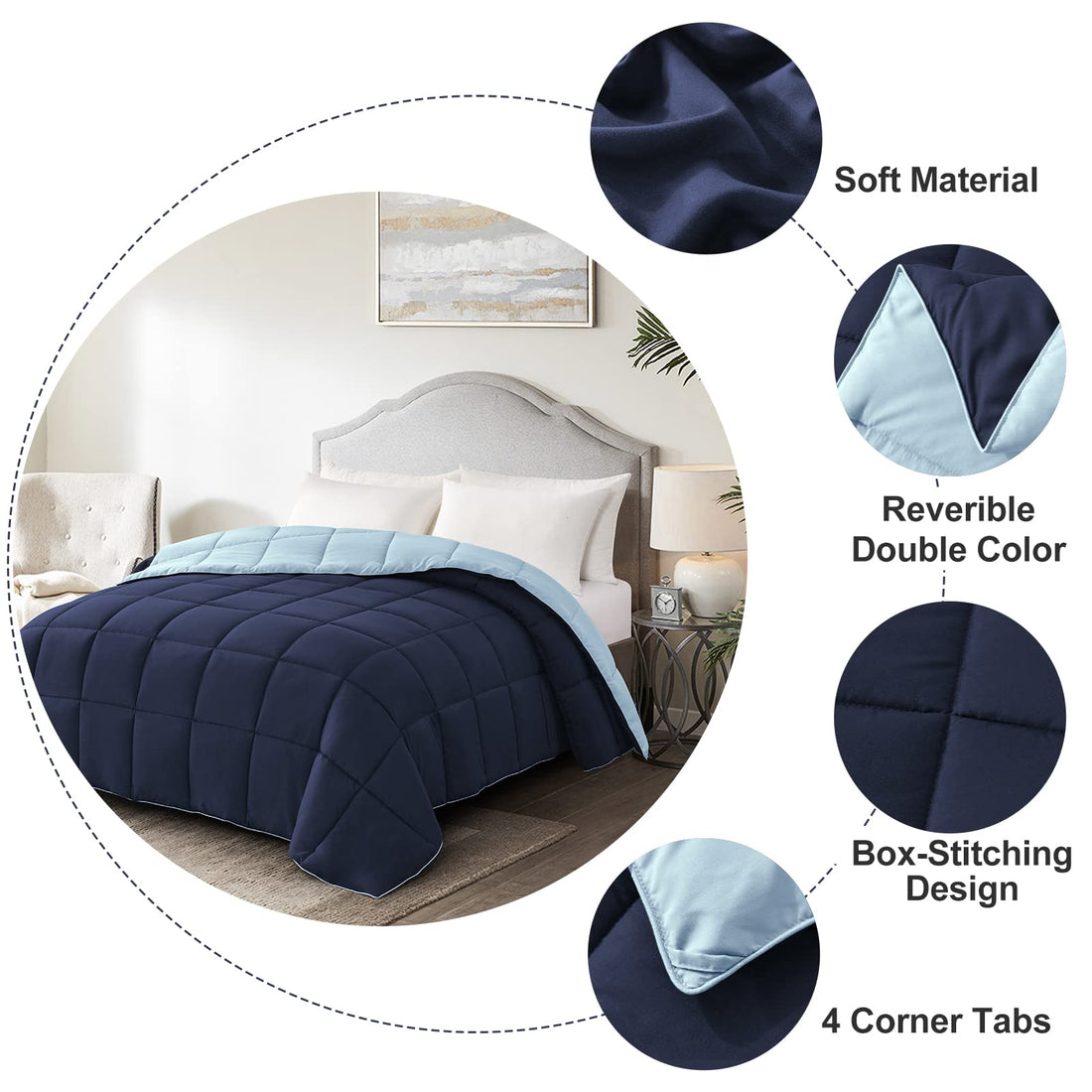 Homelike Moment Queen Comforter – Reversible Grey