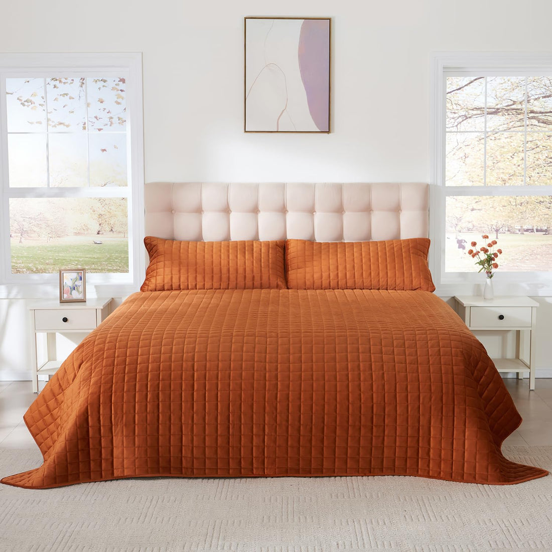 Velvet King Quilt Set – Cream