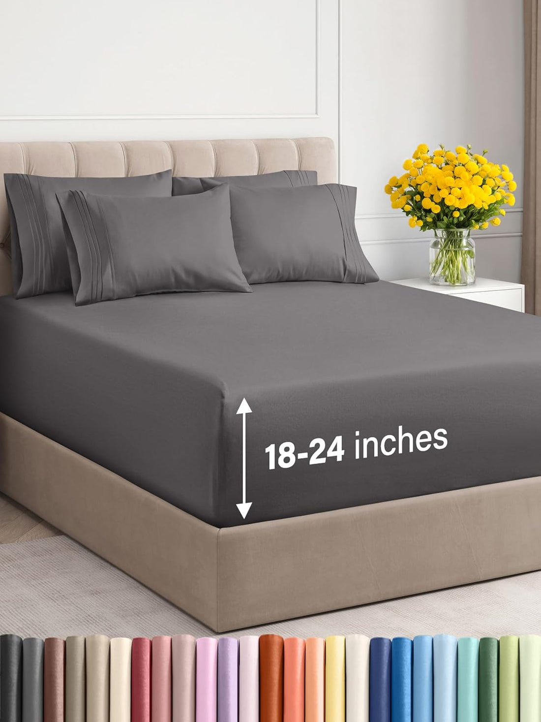 Extra Deep King Sheet Set – 6 Piece, Antique White