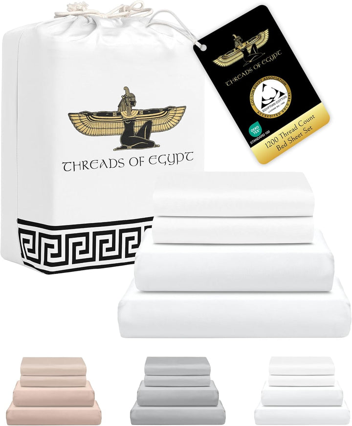 Egyptian Cotton Sheets – Queen, 1200 TC, White