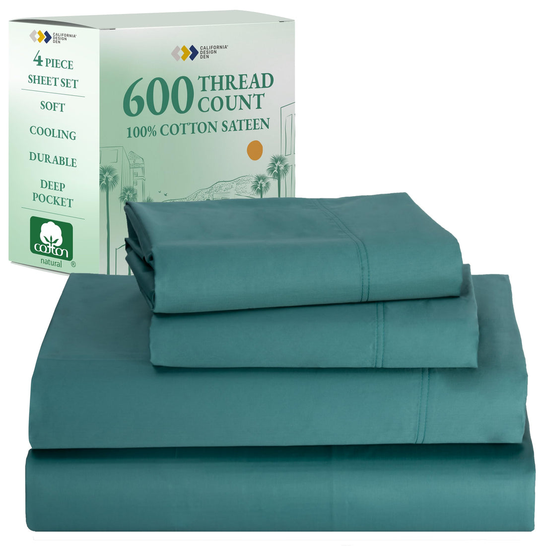 California Design Den King Sheet Set – 100% Cotton, White