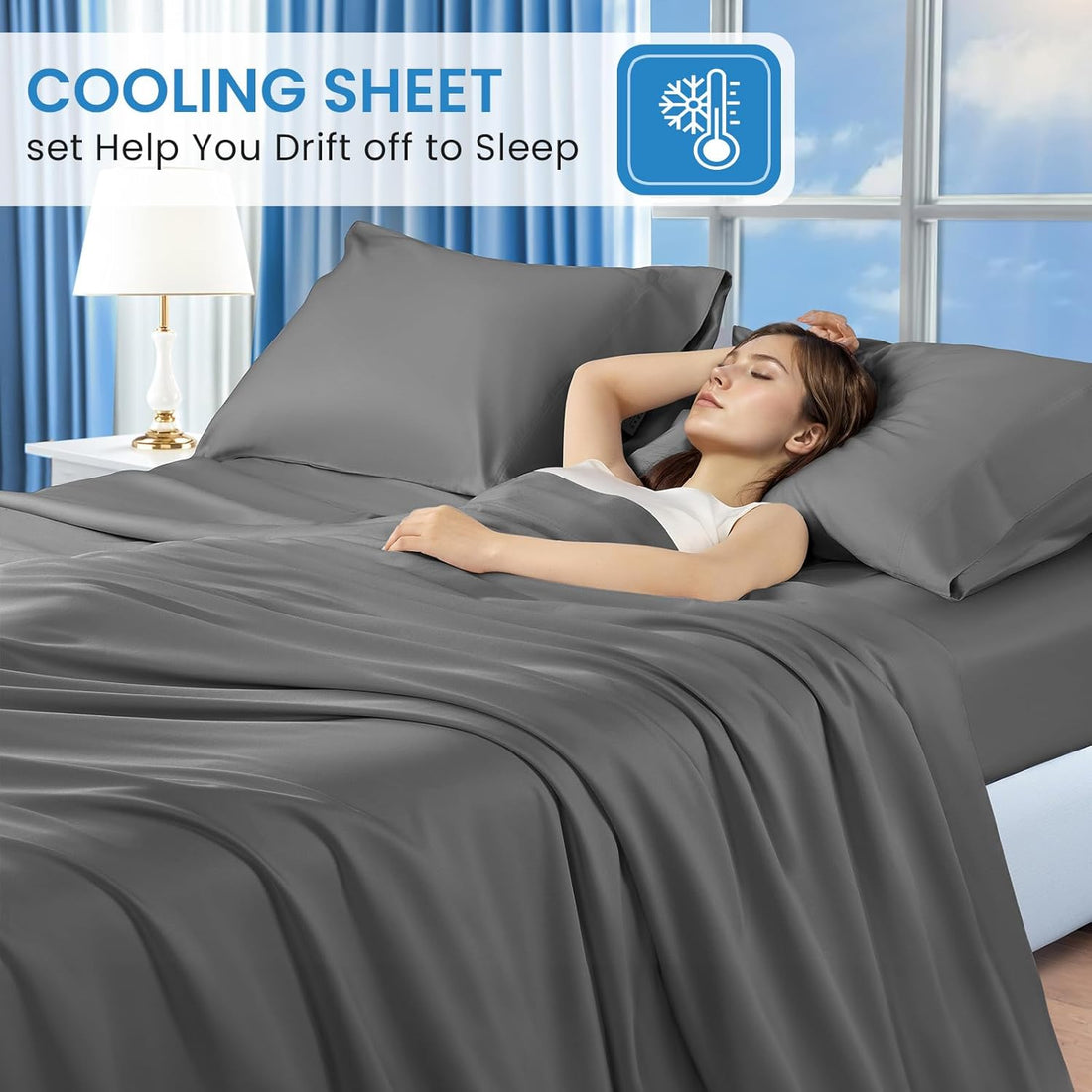 LBRO2M Tencel Cooling Sheet Set – King, Gray