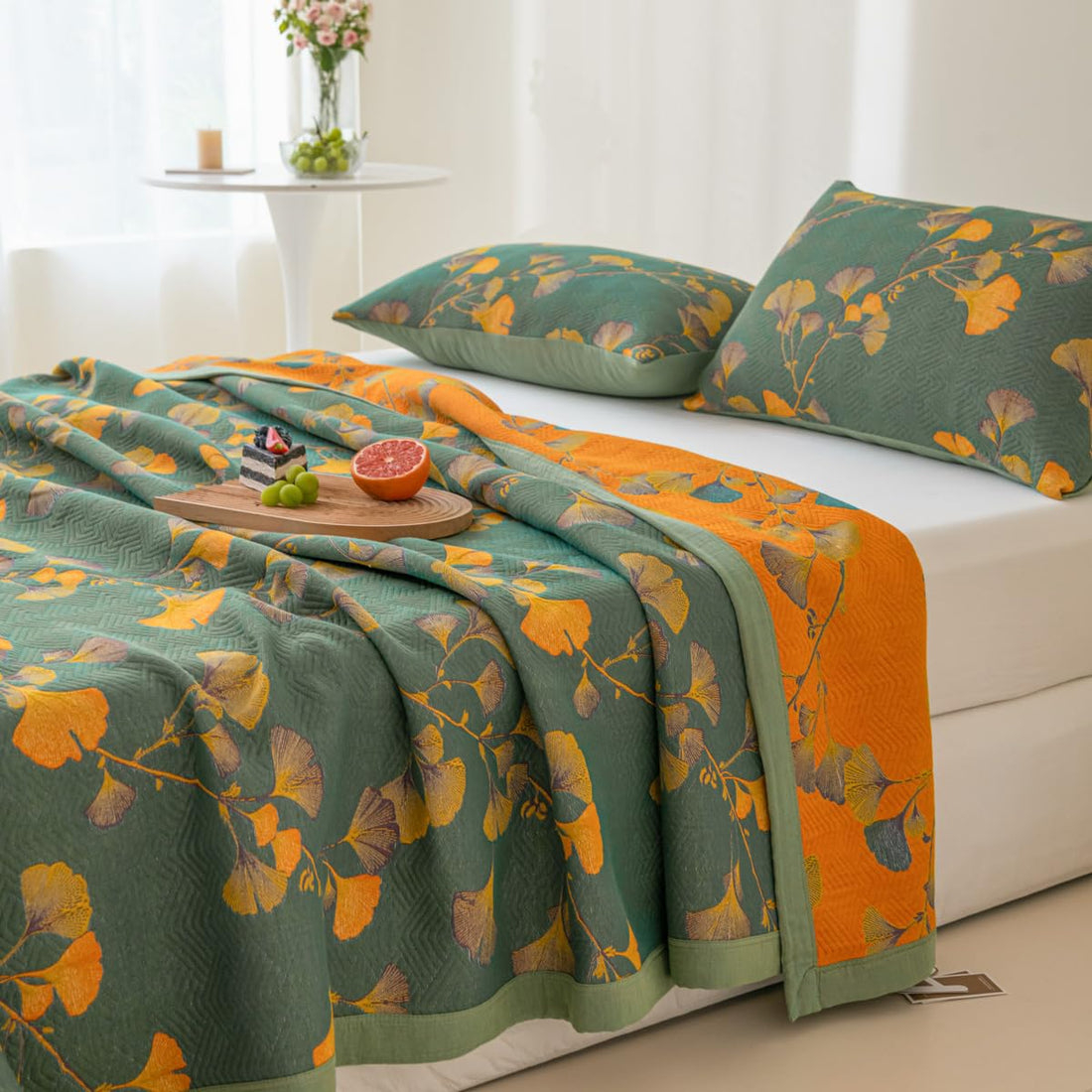 Cotton Jacquard Floral Quilt – King