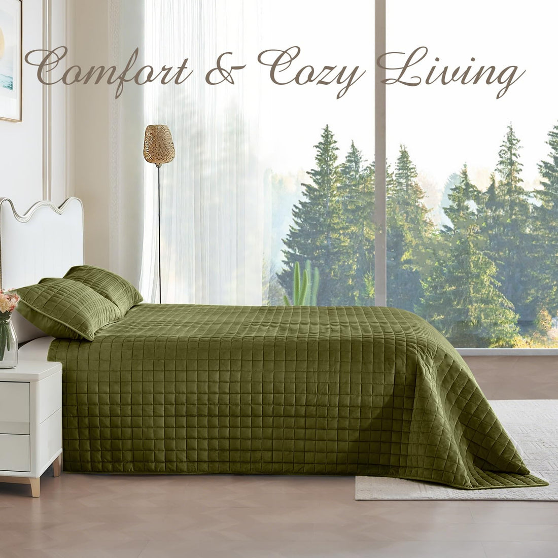 Velvet King Quilt Set – Cream