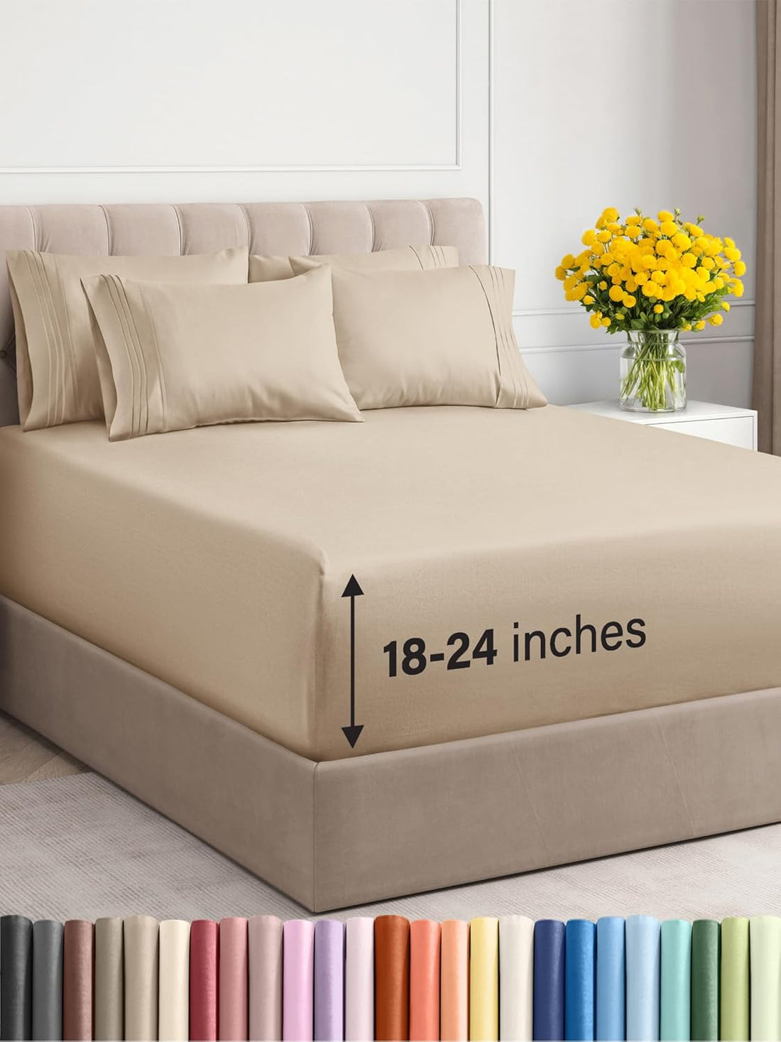 Extra Deep King Sheet Set – 6 Piece, Antique White