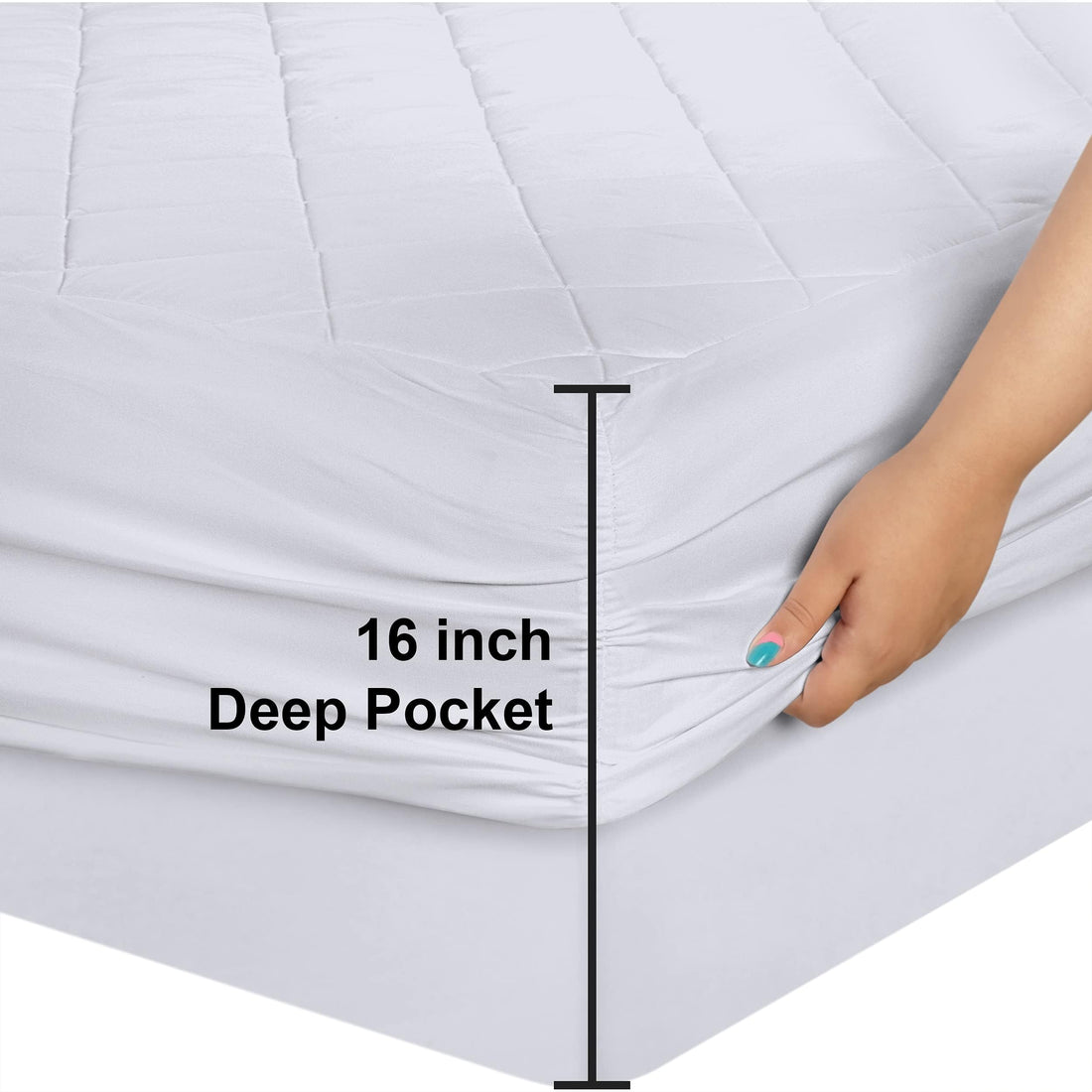 Utopia Quilted Mattress Pad – Queen, White