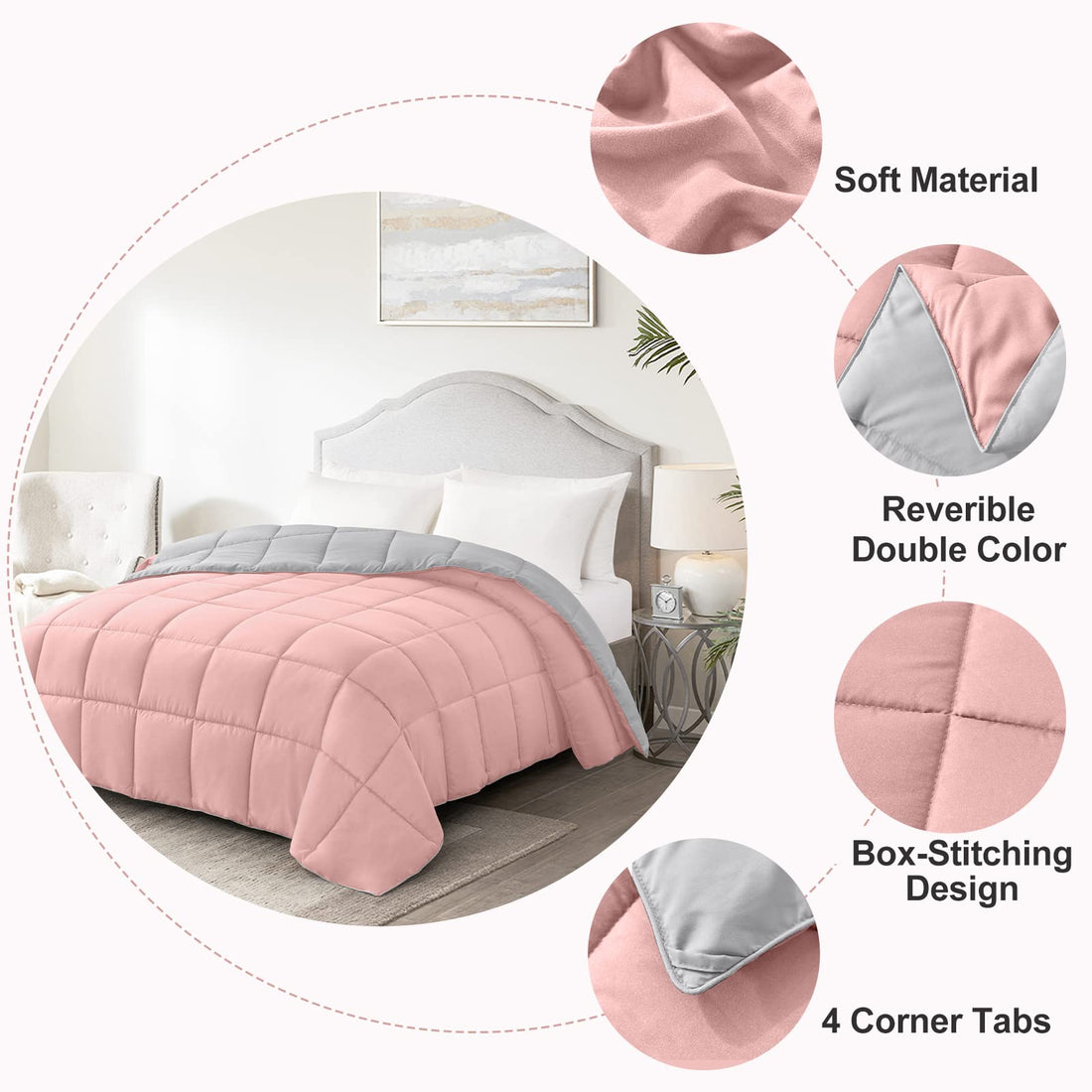Homelike Moment Queen Comforter – Reversible Grey