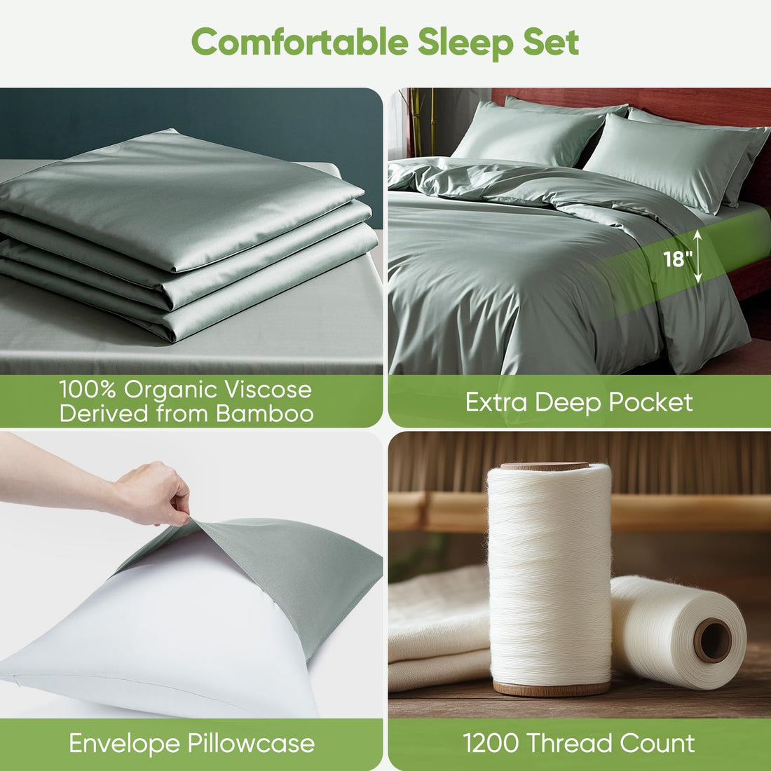 Luxury Bamboo Sheet Set – Cal King, Gray