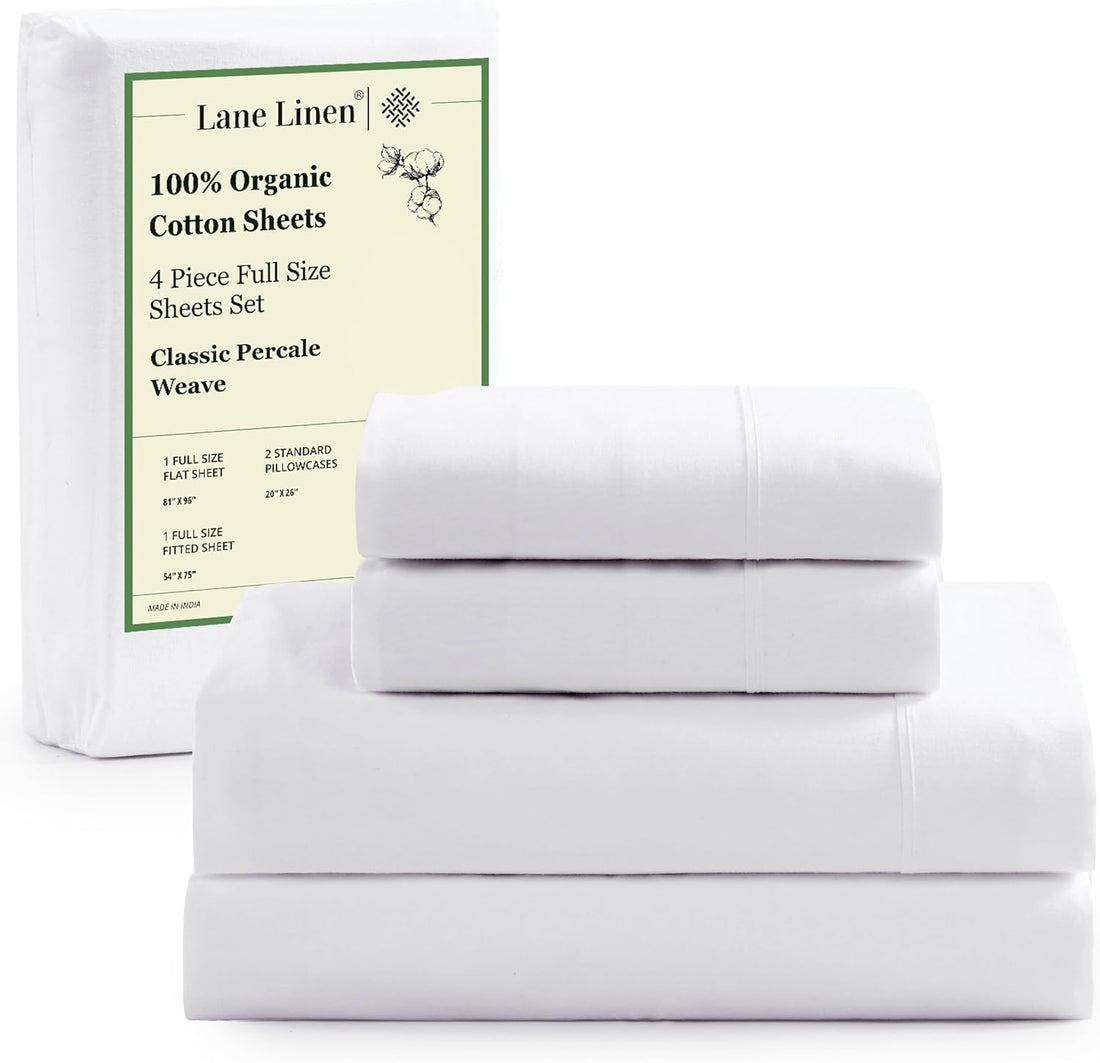 LANE LINEN Queen Organic Sheet Set – White