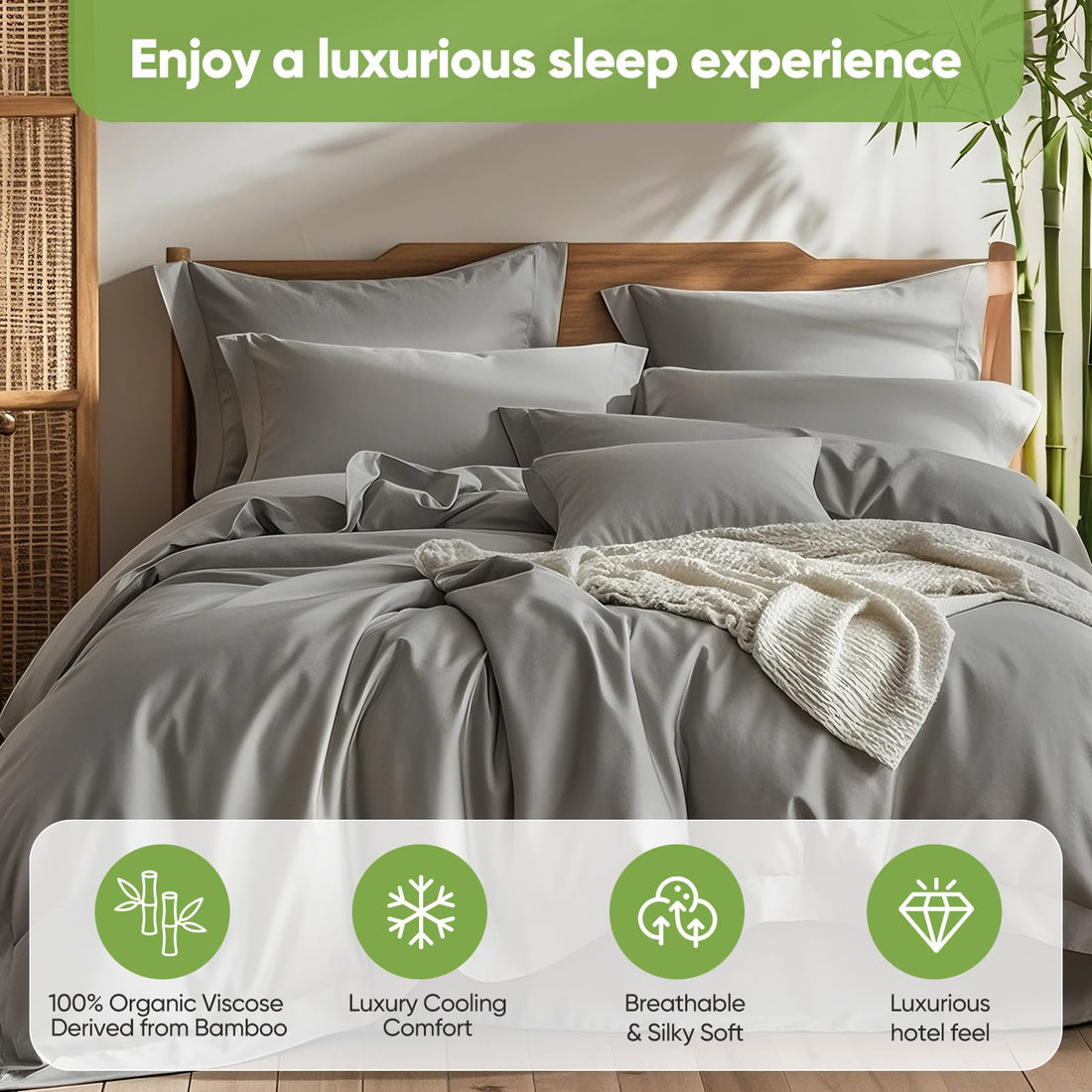 Luxury Bamboo Sheet Set – Cal King, Gray