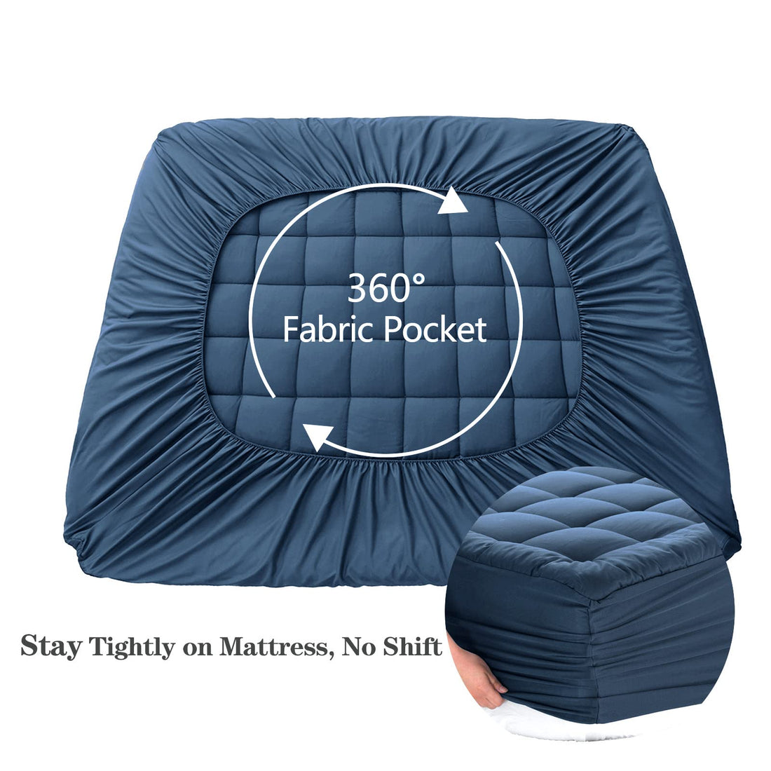 EASELAND Queen Mattress Pad – Pillow Top, White