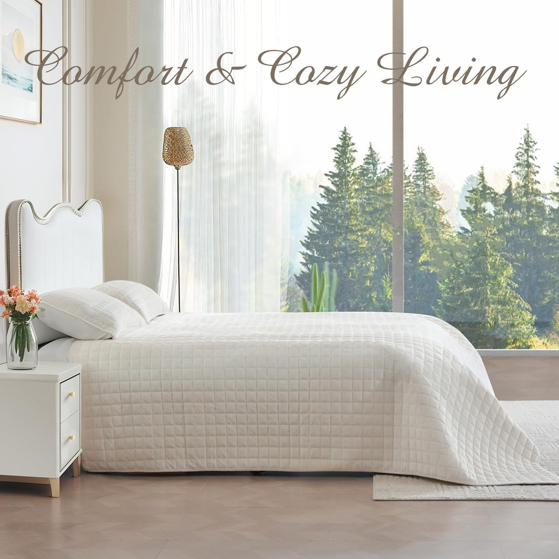 Velvet King Quilt Set – Cream