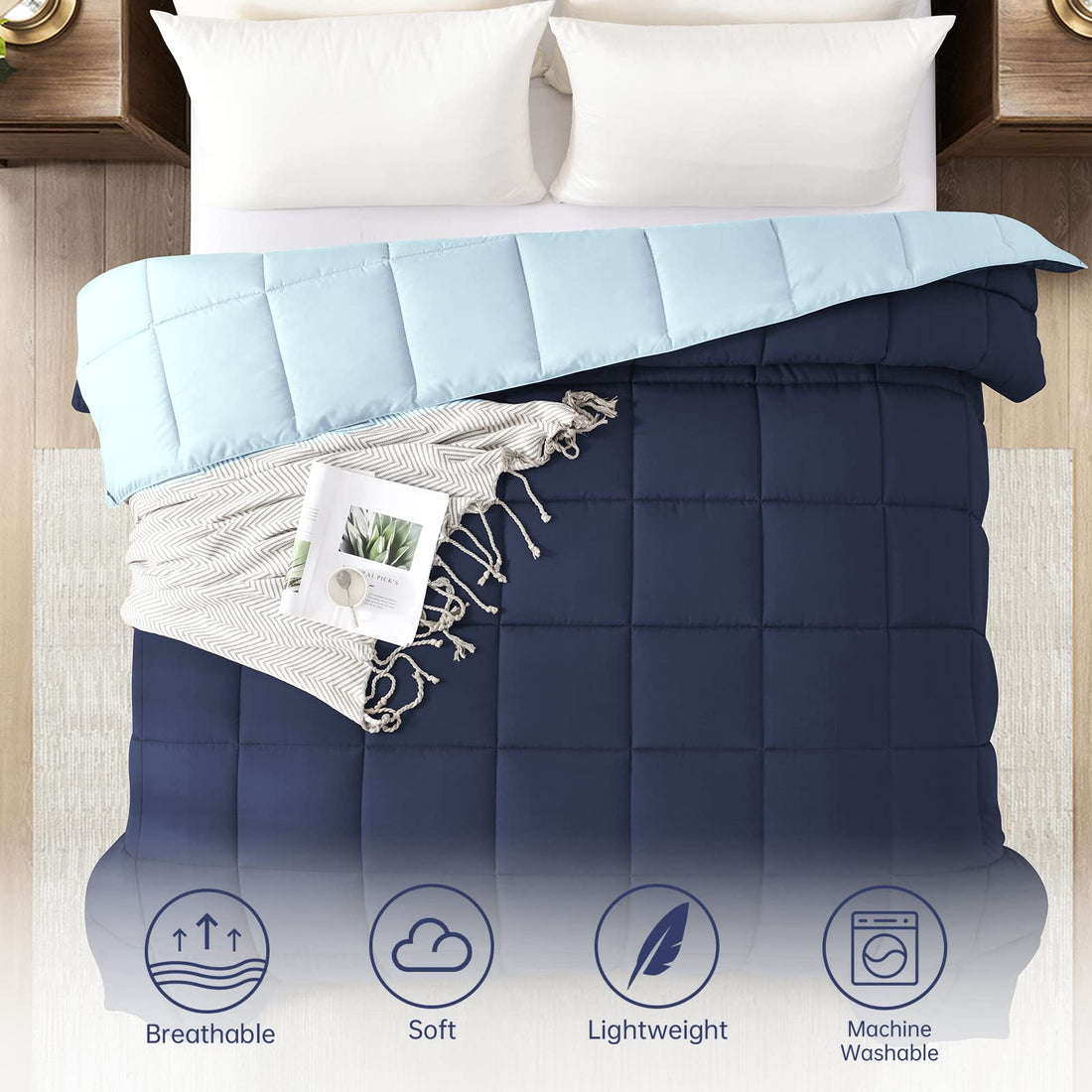 Homelike Moment Queen Comforter – Reversible Grey