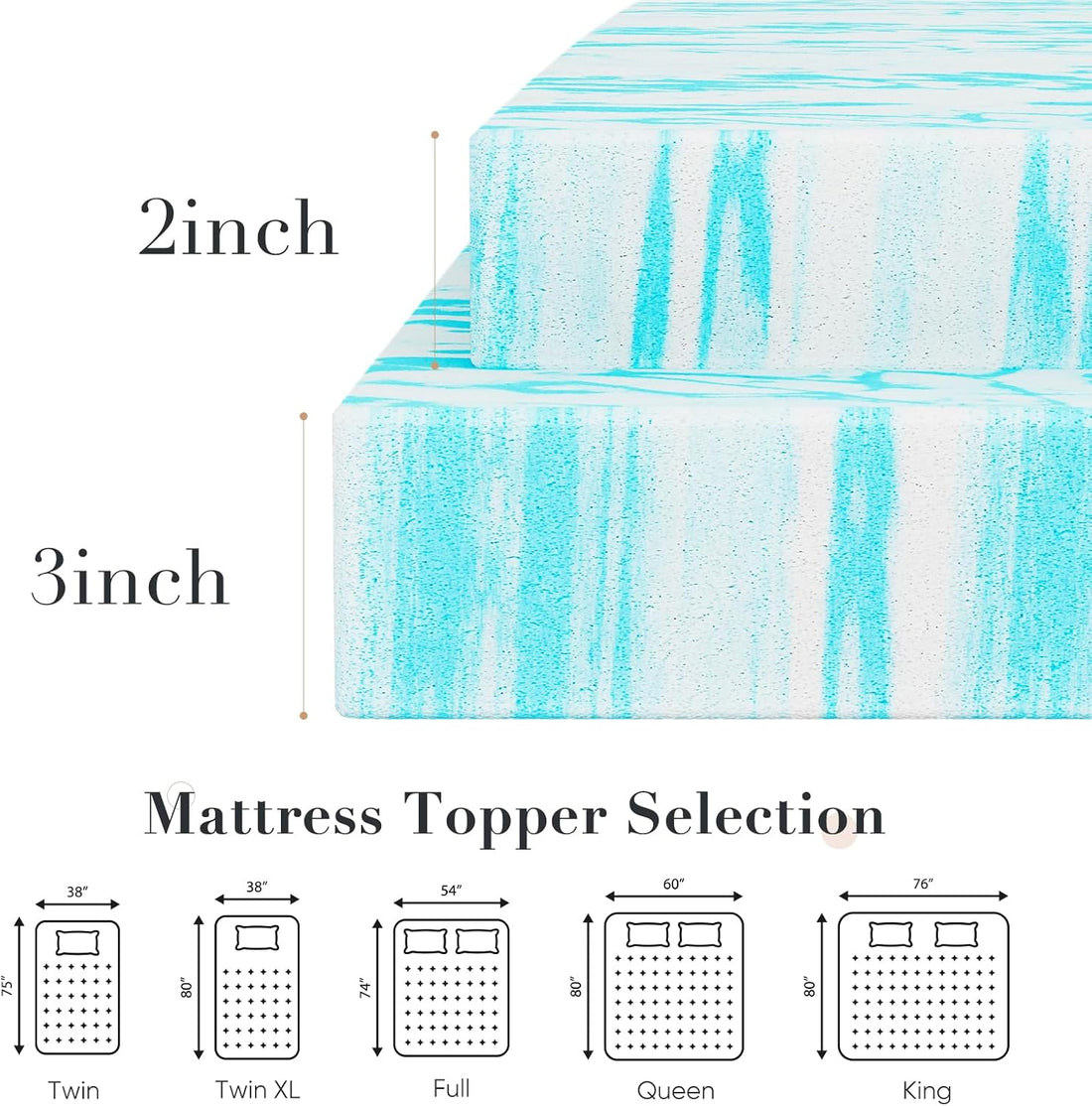 DUMOS Twin Memory Foam Topper – 2"