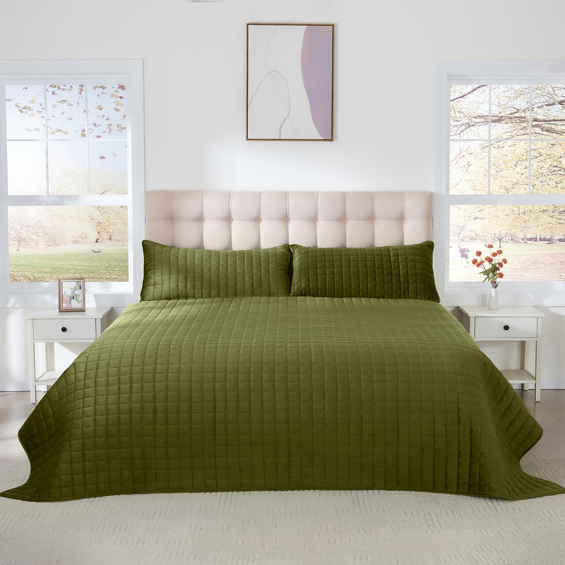 Velvet King Quilt Set – Cream