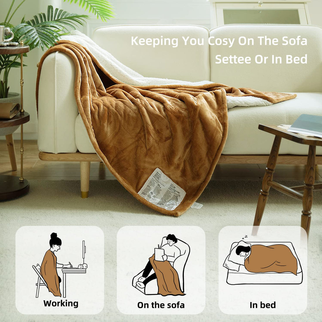 GOTCOZY Electric Heated Throw – Green, 50"x60"