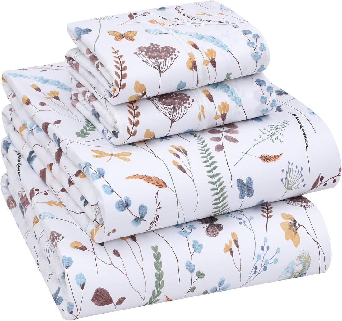 RUVANTI Split King Cotton Sheet Set – Floral, 5PC