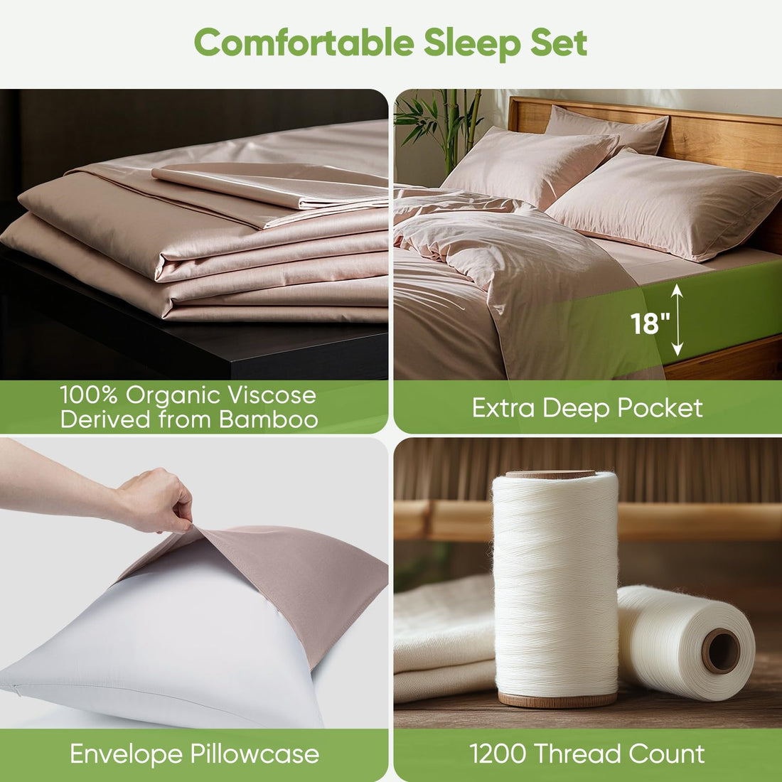 Luxury Bamboo Sheet Set – Cal King, Gray