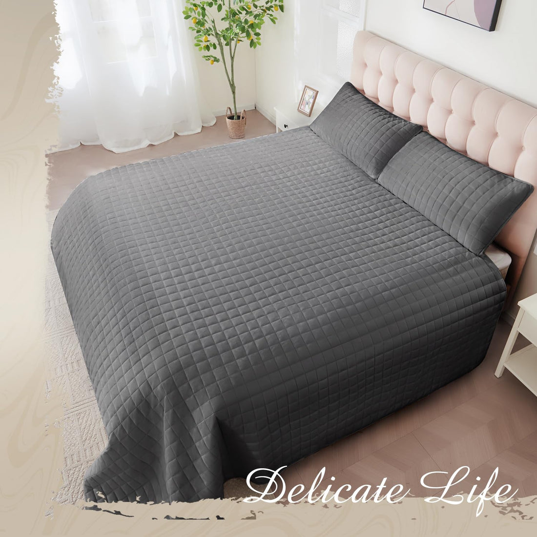 Velvet King Quilt Set – Cream