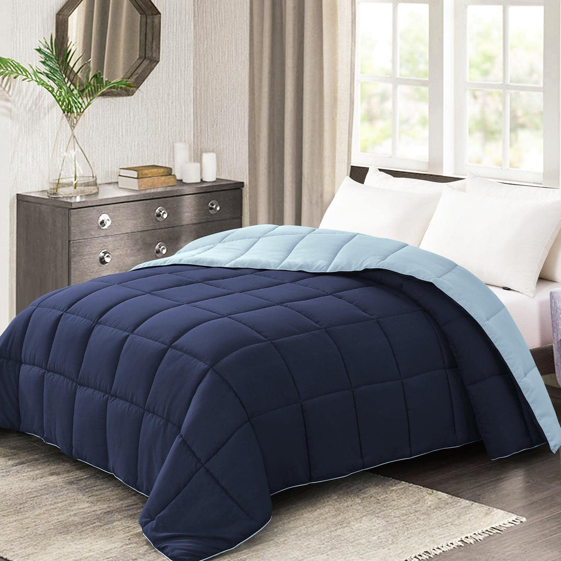 Homelike Moment Queen Comforter – Reversible Grey