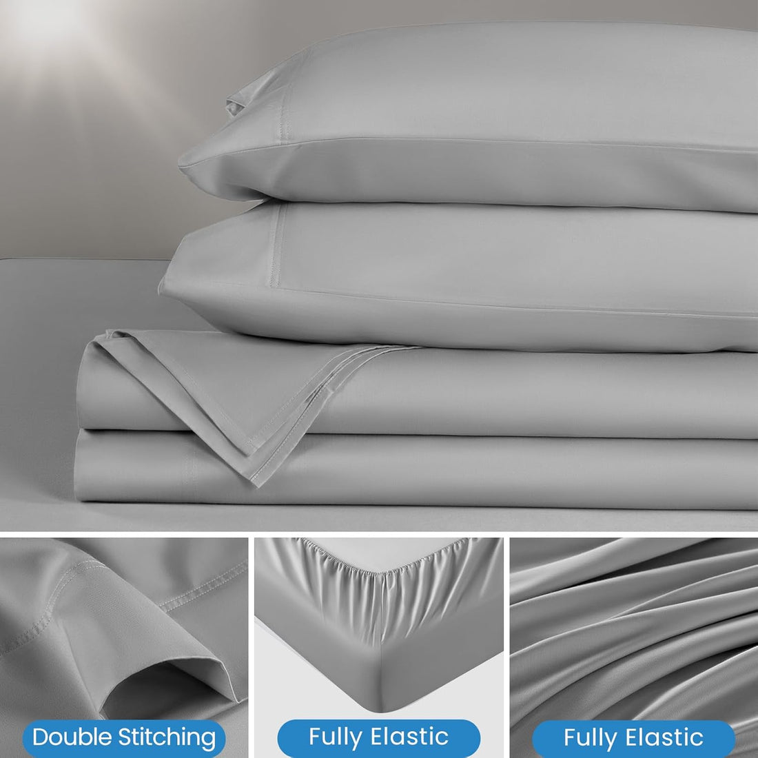 LBRO2M Tencel Cooling Sheet Set – King, Gray