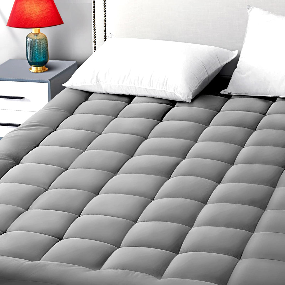 EASELAND Queen Mattress Pad – Pillow Top, White